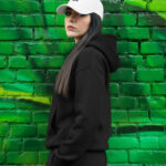 High quality blank hoodies wholesale black 480 GSM units from Loopback Apparel