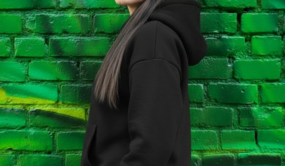 High quality blank hoodies wholesale black 480 GSM units from Loopback Apparel