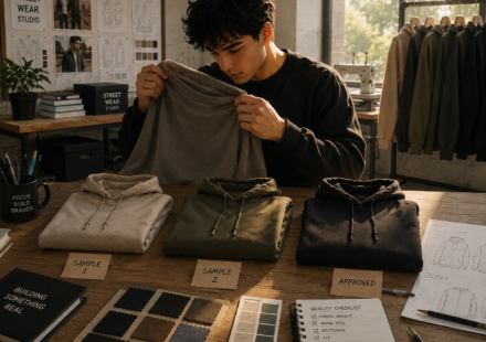 Blank hoodies supplier manufacturing premium heavyweight hoodies for clothing brands at Loopback Apparel.