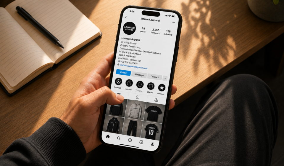 Clothing brand on Instagram growth strategy, Loopback Apparel blank hoodies content