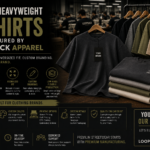 Custom heavyweight t shirts manufactured by Loopback Apparel featuring premium cotton, oversized fit, and custom branding.