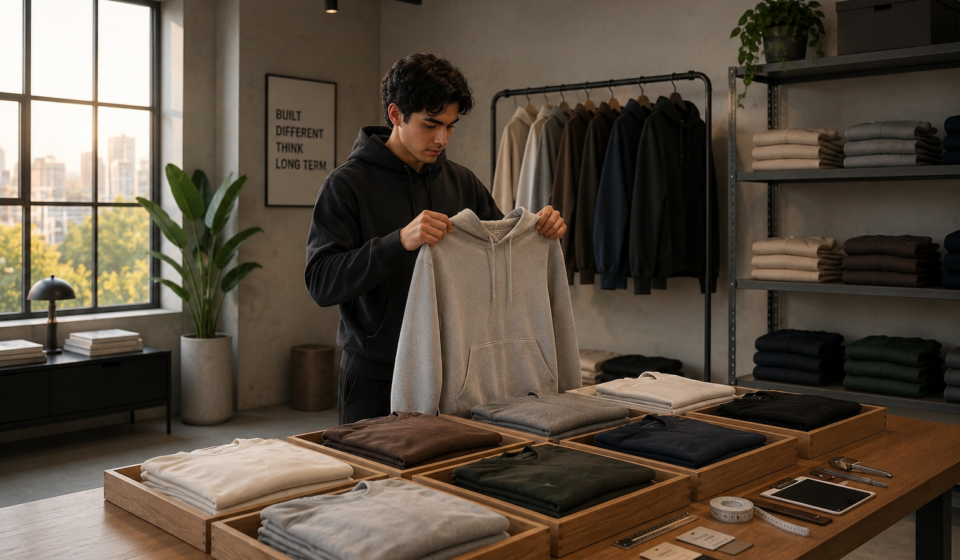 Essential clothing collection featuring premium hoodies, sweatshirts, and T-shirts by Loopback Apparel.