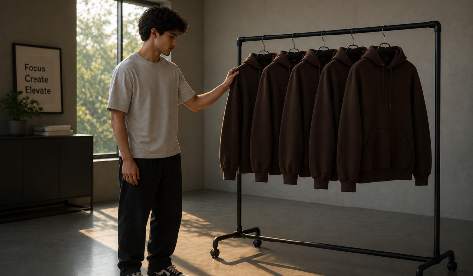 Heavyweight blank hoodies wholesale manufactured by Loopback Apparel using premium cotton fleece for clothing brands.