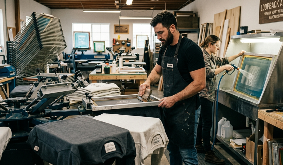 High quality sweatshirts for printing made with premium heavyweight cotton by Loopback Apparel for clothing brands and custom printing.