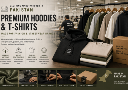Clothing manufacturer in Pakistan producing premium hoodies and T-shirts for fashion and streetwear brands.