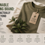 Sustainable clothing brand production with premium fabrics, ethical manufacturing, and transparent sourcing.