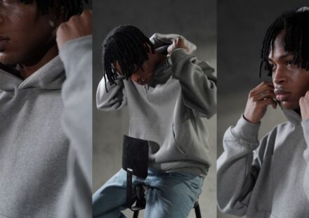 Hoodie essentials in oversized 480 GSM cotton fleece, beige colorway from Loopback Apparel