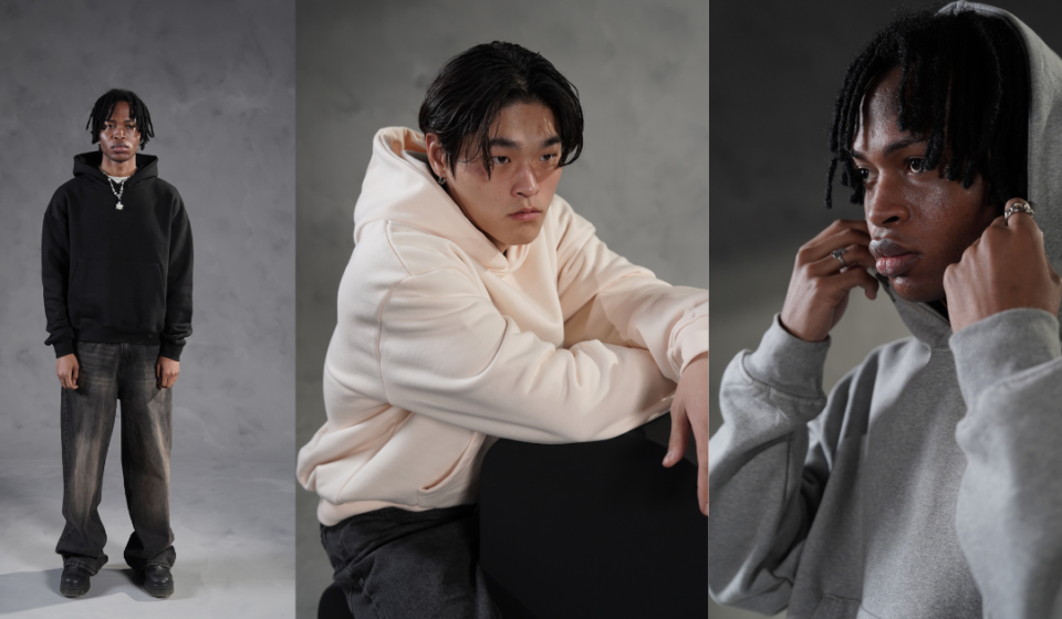 blank hoodies for printing in heavyweight cotton with a clean minimalist design ready for screen printing and embroidery