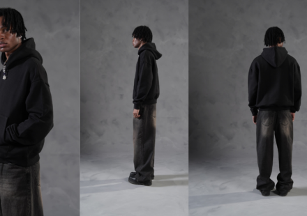 black essentials hoodie made from heavyweight cotton with a clean minimalist design for everyday streetwear
