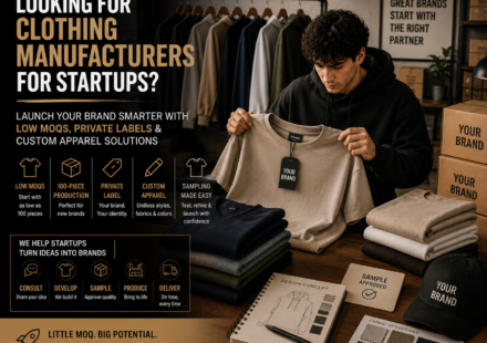 Clothing Manufacturers for Startups: Launch Your Brand With 100-Piece MOQ & Private Label Support